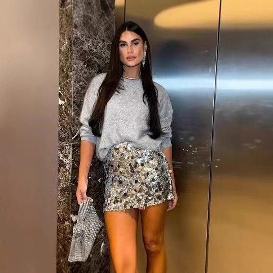 CAROLINE | A-Line Sequin Skirt