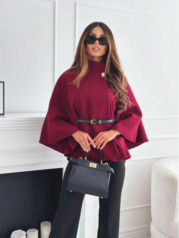 LOUISE | Modern Belted Black Poncho